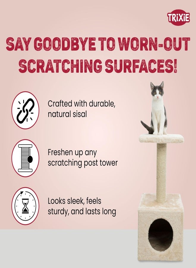 Trixie Natural Sisal Scratching Post for Cats - 9x40 cm Durable Cat Scratch Pole | Ideal for Claw Maintenance & Indoor Cat Activity - Image 3